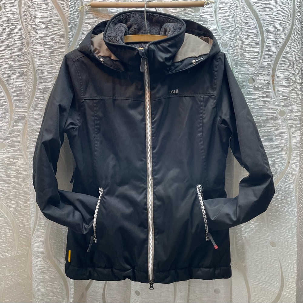 Lole Hooded‎ Insulated Jacket Womens Size Medium Black Excellent Waterproof DWR